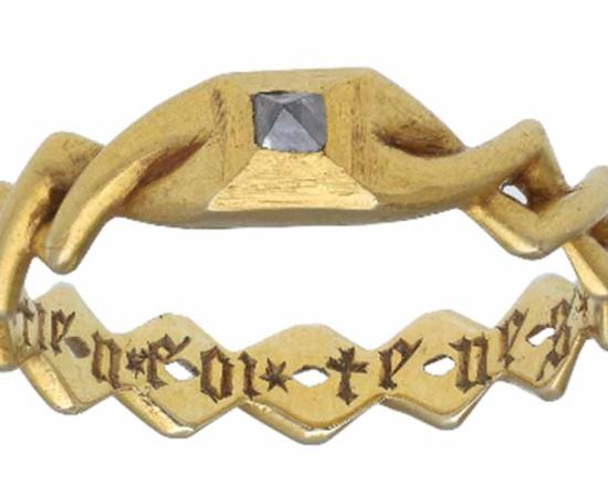 Lady Brook’s medieval gold ring, up for auction at Noonans Mayfair. Source: Noonans