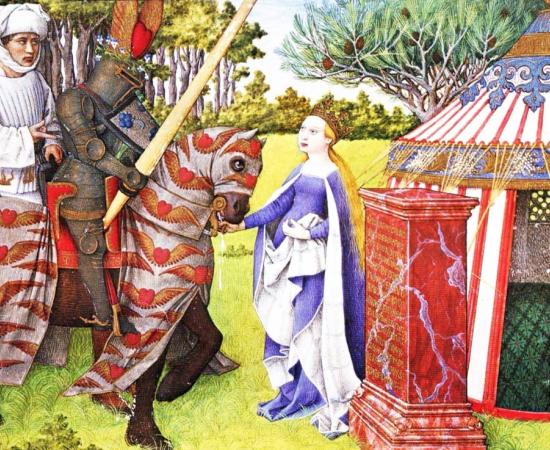 The medieval manuscript King René’s Book of Love, written by that 15th century king of Sicily and Duke of Anjou himself, beautifully illustrates knighthood and chivalry
