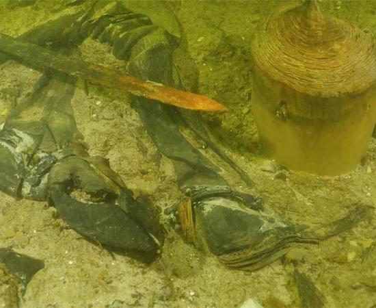 The medieval soldier’s remains were found in Lake Asveja, Lithuania