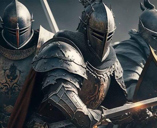 Medieval knights with weapons. Source: Diatomic / Adobe Stock.