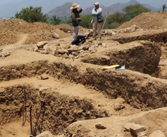 art of the megalithic temple excavation site at Huaca el Toro in Peru. Source: EFE