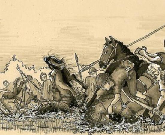 Stuck in the hole belt, ancient equivalent of an a mine field discovered in Lolland, Denmark    Source:  Leif Plith Lauritsen /Museum Lolland-Falster