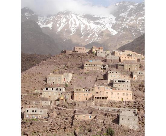 Village in Morocco on rock avalanche 