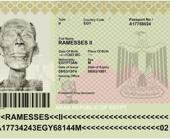A mock up for the only mummy with a passport