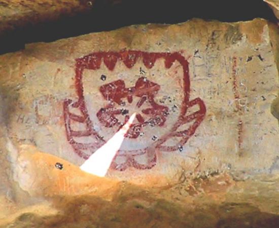 The sun strikes the exact center of the figure at right at noon on the winter solstice.