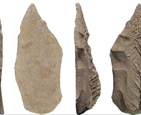 The Neanderthal bone spear point discovered at the Abric Romaní rock shelter in Spain.