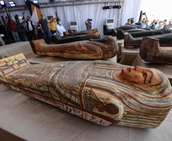 A few of the perfectly preserved new Egyptian mummies and coffins recently found in the Saqqara area, south of Cairo.        Source: Ministry of Tourism and Antiquities