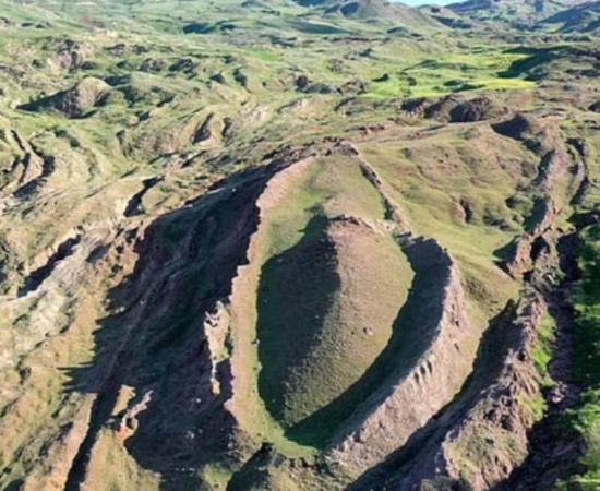 Overhead view of the Durupinar formation, near Mount Ararat in Turkey.