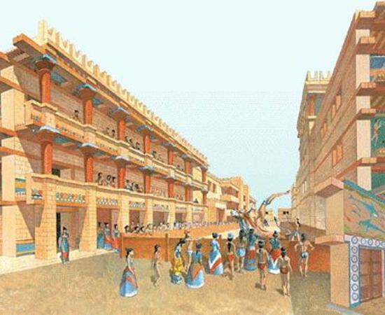 Artist’s rendering of the palace of Knossos. 