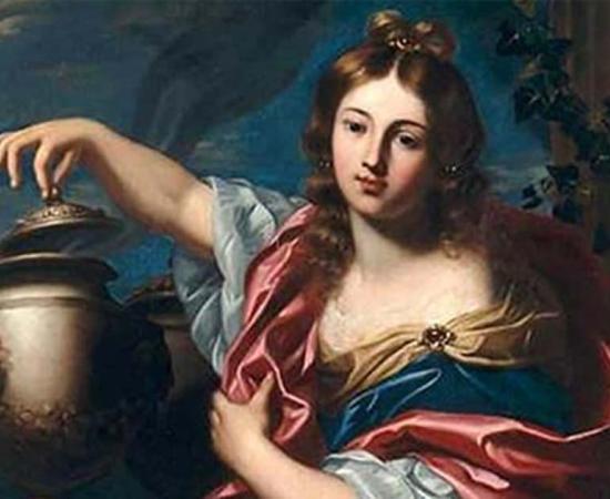 Pandora, lifting the lid of the ‘pithos’. By Nicolas Régnier 