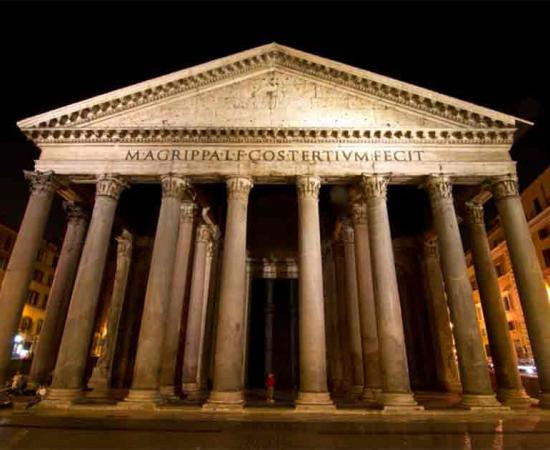 Pantheon of Agrippa at night. Rome, Italy. Source: euclem/Adobe Stock
