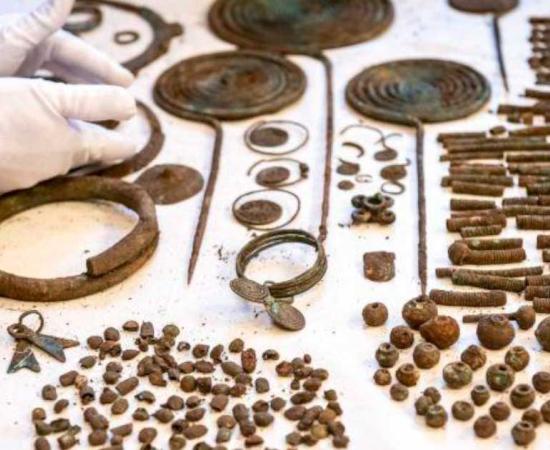 The spectacular array of treasures uncovered in Polish peat bog are believed to have been sacrifices by the Bronze Age Lusatian culture. Source: Tytus Zmijewski