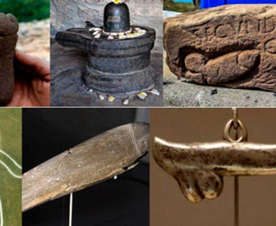 Famous phalluses in history. Source: Hannes Wiedmann, CC BY-SA 4.0, saiko3p / AdobeStock, Dorset Council / CC BY-NC-SA 2.0, Vindolanda Charitable Trust, Árbore Arqueoloxía S.Coop.Galega, David Perez / CC BY 4.0