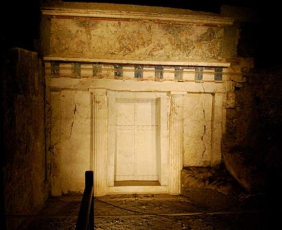 Facade of Philip II tomb Vergina Greece