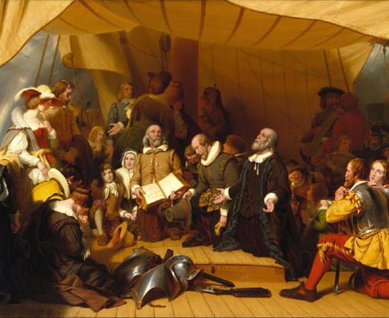 Embarkation of the Pilgrims’ (1857) by Robert Walter Weir. Source: Public Domain