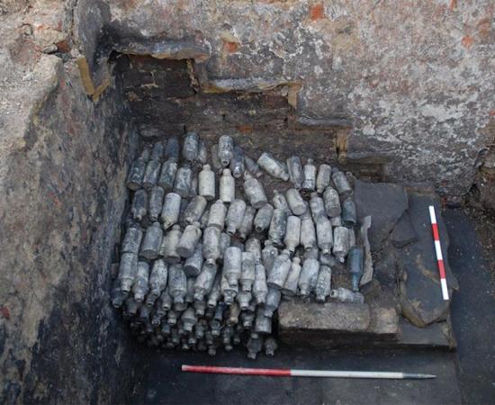 Hundreds of bottles of poisonous beer have been found at the site in Leeds, England. Source: Archaeological Services WYAS