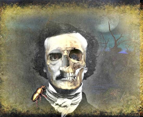 Digital illustration of a portrait of Edgar Allan Poe