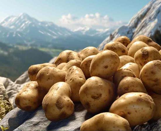 Artistic recreation of real potatoes just harvested between Andes mountains and a sunny day. Source: Manuel Mata/Adobe Stock