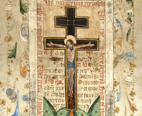 Detail of 16th-century prayer roll under analysis. Source: Gail Turner / Journal of the British Archaeological Association