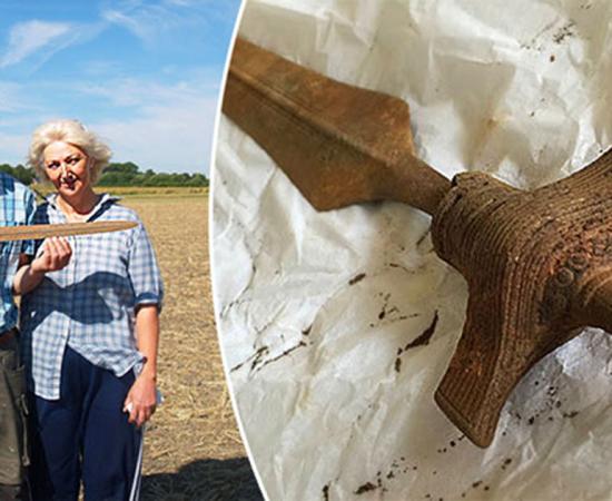 The Pre-Viking sword found by metal detectorists in eastern Denmark.
