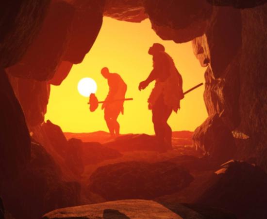 Artistic impression of primitive “Stone Age” man