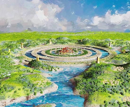  Illustration of the landscape of the great lost city of Atlantis