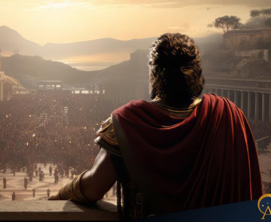 AI portrait of Roman conqueror.