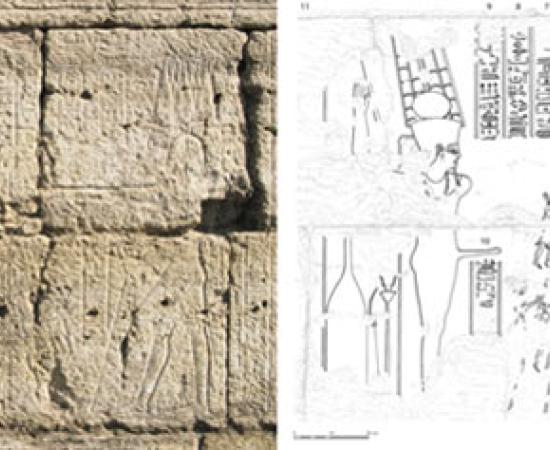 Stone carving showing Roman Emperor Claudius dressed as Egyptian Pharaoh