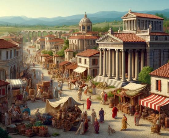 Image of rapid Roman development during the Empire period.