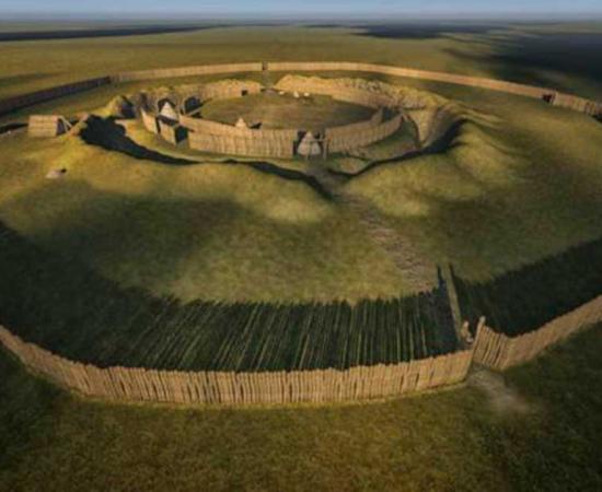 : An artist’s depiction of what the 7,000-year-old Neolithic roundel structure found near Prague would have looked like.Source: Institute of Archaeology of the Czech Academy of Sciences