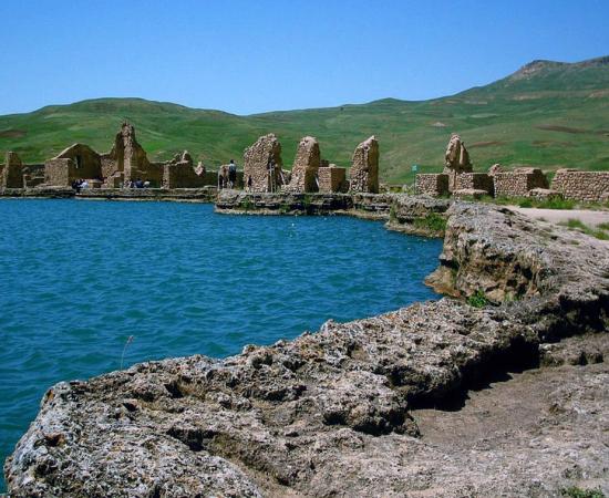 The ruins and crater at Takht-e-Soleyman Throne of Soloman, Iran. 2006. 