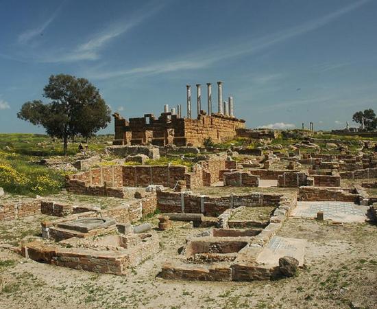 Section of the ruins of the city of Thuburbo Maius, Tunisia. 