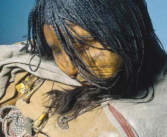 This sacrificed Inca child, known as the Llull Maiden #23, was found on a mountain in Argentina a number of years ago and shares similarities with the sacrificed child Inca mummies found on Ampato volcano, Peru. 				Source: © Johan Reinhard, Ph.D . (used with permission)