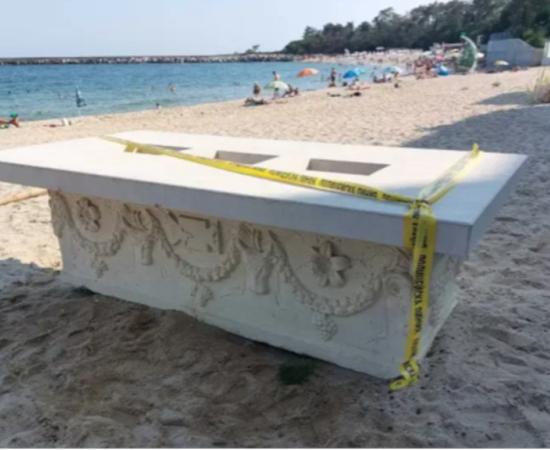 The Roman sarcophagus found on a Varna beach, Bulgaria.