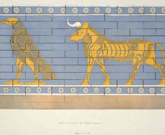 Late 19th century drawings of the eagle and bull symbols published by French excavator Victor Place. 	Source: New York Public Library