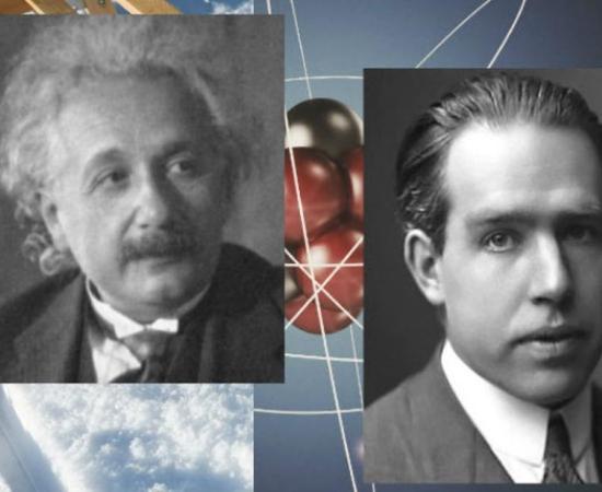 Neils Bohr, ca. 1922 (R) and Albert Einstein. 