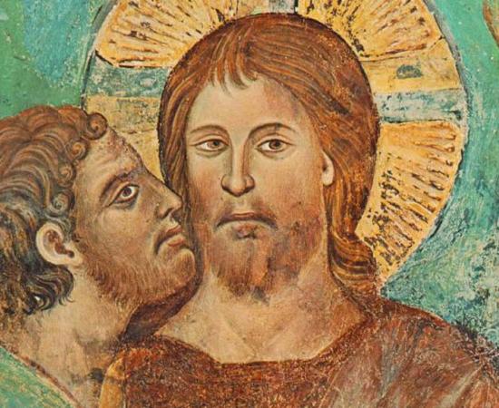 According to the ancient text, Judas used a kiss to identify Jesus due to his abilities as a shapeshifter. Source: The Morgan Library & Museum