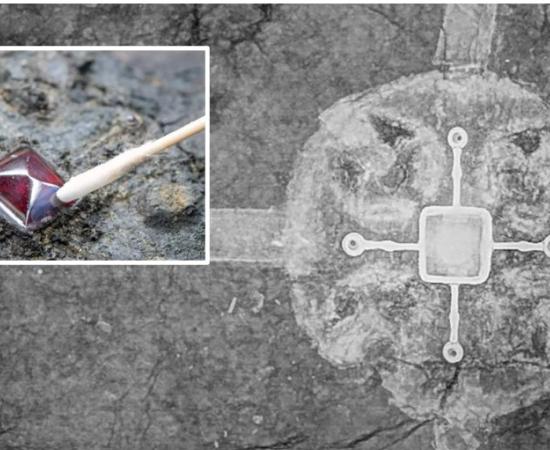 Silver cross with garnet from Harpole Treasure