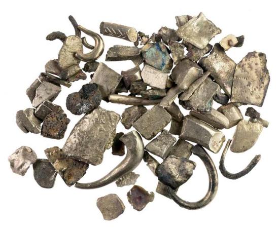 A hacksilber hoard dated to the middle of the eleventh century BC found by the Leon Levy Expedition to Ashkelon.       Source: We are grateful to L. E. Stager and D. Master, directors of the Leon Levy Expedition to Ashkelon, and to D. T. Ariel, for allowing us to publish these photographs.