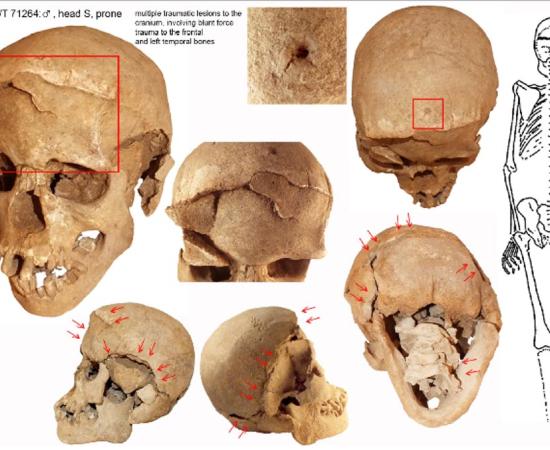 One of the smashed skulls from Lake Nataruk, Kenya.