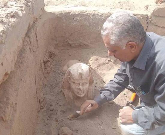 The smiling sphinx unearthed in Egypt. Source: Ministry of Tourism and Antiquities