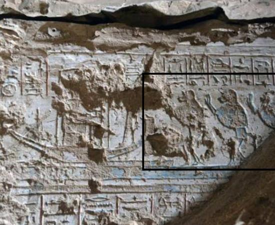 The solar boat of the god Ra-Atum worshipped by baboons.