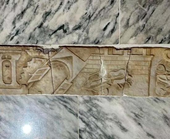 The marble relief originally from Pompeii, in situ in the house in Belgium. Source: De Temmermans/ArchaeologyMag