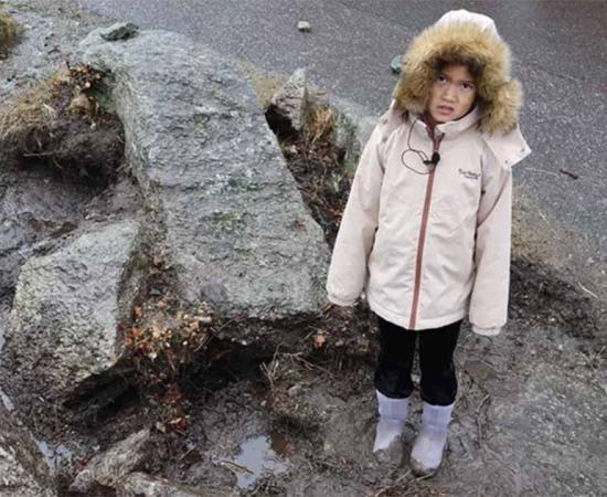 Elise, an 8-year-old student, found the Neolithic stone dagger while playing near her school in Norway.           Source: Vestland County Municipality