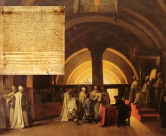 Deriv; Ordination of Jacques de Molay in 1265 as a Knight Templar, at the Beaune commandery and the Chinon Parchment.