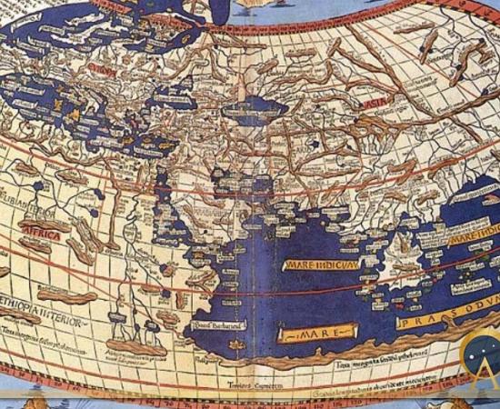 A printed map from the 15th century depicting Ptolemy's description of the Ecumene by Johannes Schnitzer (1482) (Public Domain)