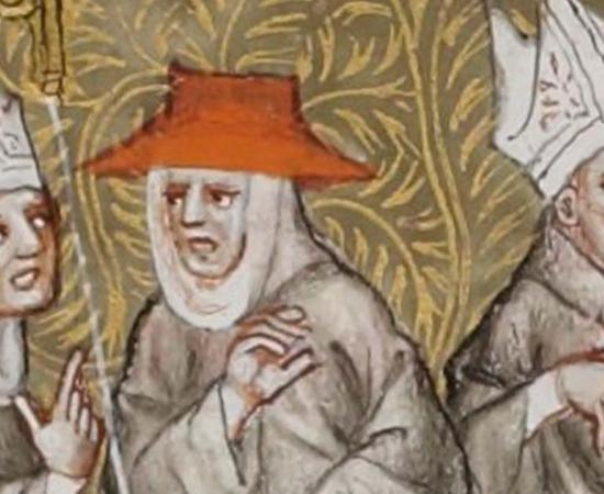 Disputing clerics from the 14th-century Grandes Chroniques de France. Source: Public domain