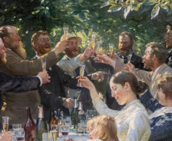 Top image: Painting by Peder Severin Krøyer, entitled Hip, Hip, Hurrah!, depicting a group of artists toasting at a party. Source: Gothenburg Museum of Art / CC BY 4.0