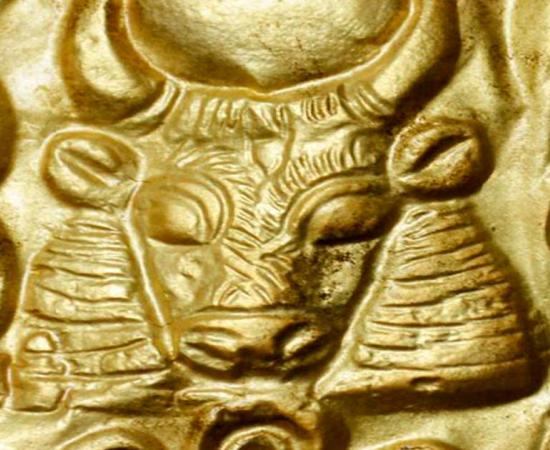 Detail of a bull diadem unearthed in elite tomb in Cyprus. Source: P. M. Fischer / Public domain 