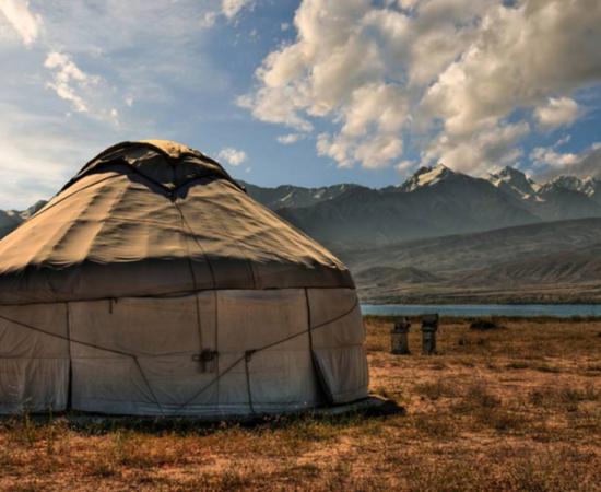 A traditional yurt in the Eurasian Steppe. The Yamnaya culture used yurts as their temporary dwellings as they moved across the steppe.